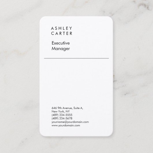 Premium zijde elegant witte vlakke, moderne visitekaartje (Voorkant)