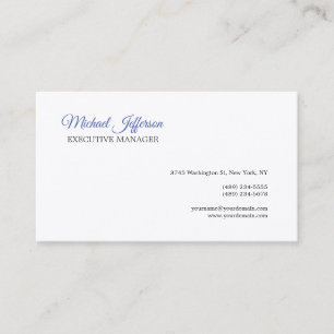 Premium zijde Modern Elegant Calligrafie Blauw Wit Visitekaartje