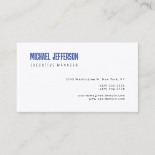 Premium - Zijde Moderne Elegant Simple Blue White Visitekaartje