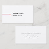Premium - Zijderig laagvlakminimalistisch rood wit Visitekaartje (Voorkant / Achterkant)