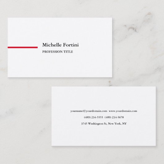 Premium - Zijderig laagvlakminimalistisch rood wit Visitekaartje (Voorkant / Achterkant)