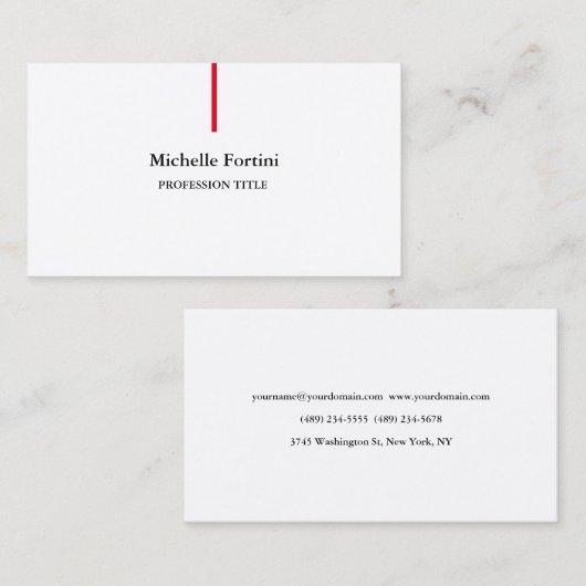 Premium - Zijderig laagvlakminimalistisch rood wit Visitekaartje (Voorkant / Achterkant)