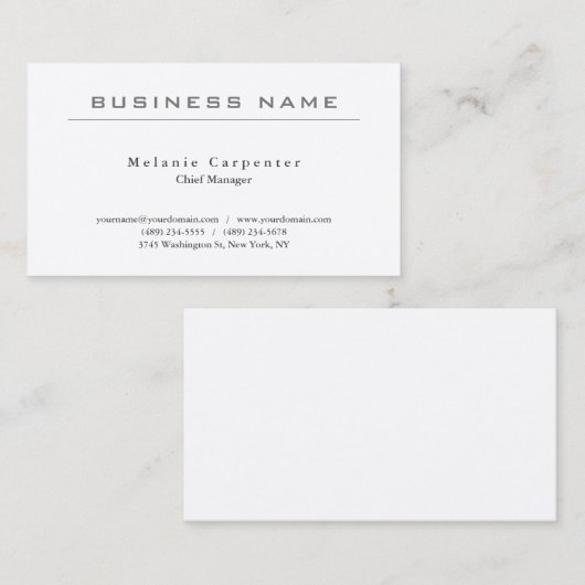 Premium - Zijderwitlaag - minimalistisch modern Visitekaartje (Voorkant / Achterkant)