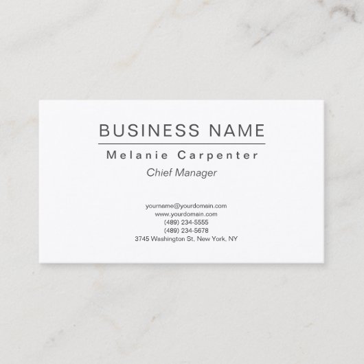 Premium - Zijderwitlaag - minimalistisch modern Visitekaartje (Voorkant)