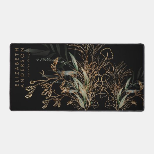 Premium zwart goud eucalyptus elegante grote muis bureaumat (Voorkant)