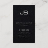 Premium zwart modern uitstekend monogram verticaal visitekaartje (Achterkant)