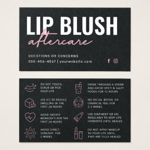 Premium zwart-roze lip Blush Tattoo Aftercare Visitekaartje