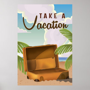 Prendre des vacances affiche de voyage vintage