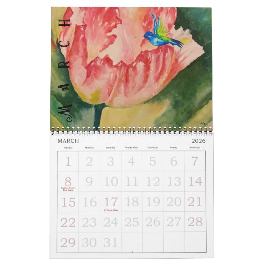 Prendre le vol deux pages calendrier (12 mois) (Mar 2026)