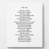 Prenez le temps Poem Plaque (Devant)