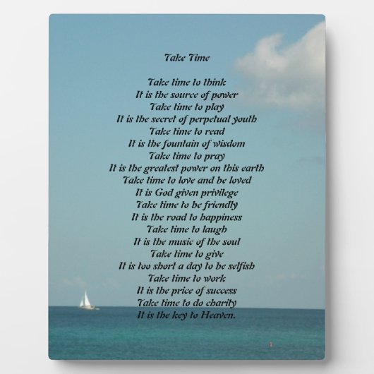Prenez le temps Poem Plaque (Devant)