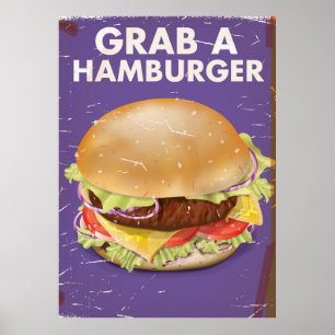 Prenez un hamburger Poster de nourriture Vintage.