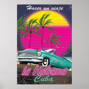 Prenez un voyage à Cuba reto affiche 1985