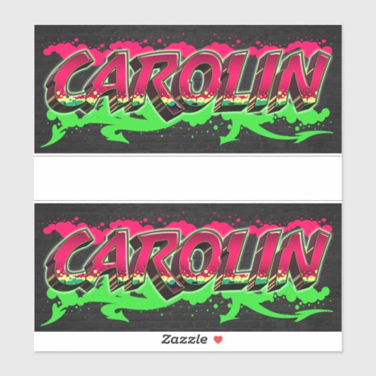 Prénom de Carolin Nom de Graffiti Autocollant (Feuille)