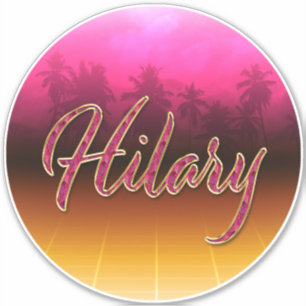 Prénom de Hilary Nom de Golden Pink Autocollant