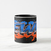 Prénom de Lewis Graffiti blue Tasse orange (Centre)
