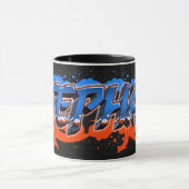 Prénom de Stephan Nom Graffiti blue Tasse orange (Centre)