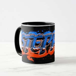 Prénom de Stephan Nom Graffiti blue Tasse orange
