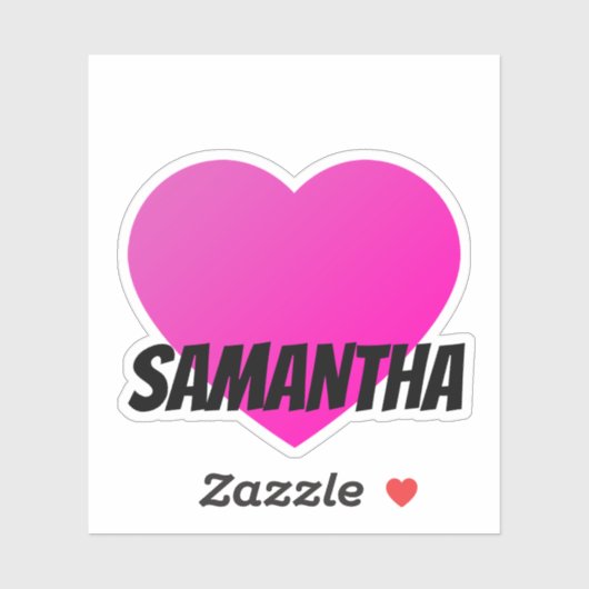 Prénom du coeur rose avec Sticker en texte noir (Feuille)