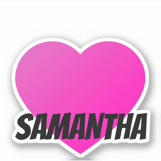 Prénom du coeur rose avec Sticker en texte noir (Devant)