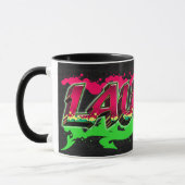 Prénom Graffiti red Tasse verte (Gauche)