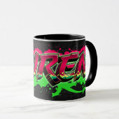 Prénom Graffiti red Tasse verte (Devant droit)