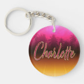 Prénom Nom rose Porte-clés (Devant)