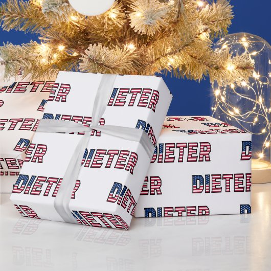 Prénom Nom US Papier cadeau (Vacances)