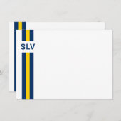 Prep Stripe Navy and Yellow Bedankt Card (Voorkant / Achterkant)