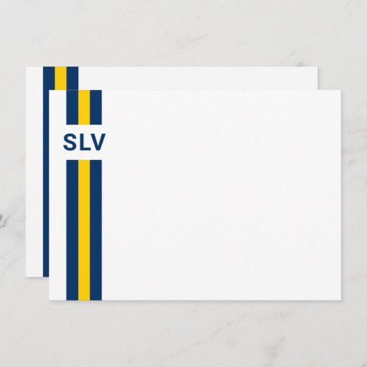 Prep Stripe Navy and Yellow Bedankt Card (Voorkant / Achterkant)