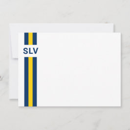 Prep Stripe Navy and Yellow Bedankt Card