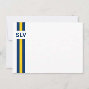 Prep Stripe Navy and Yellow Bedankt Card