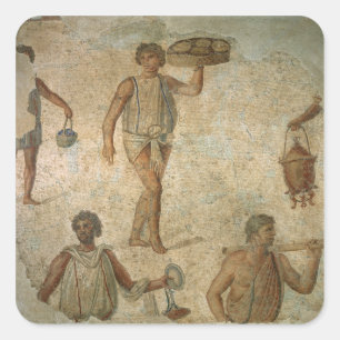 Preparaten voor een banket, fragment van marmer, l vierkante sticker