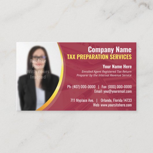 Préparation de la taxe (préparation) Carte de visi (Devant)