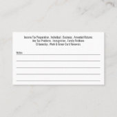 Préparation de la taxe (préparation) Carte de visi (Dos)