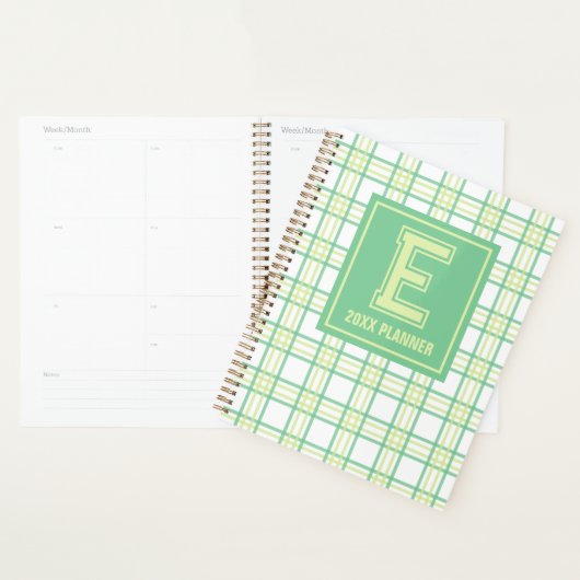 Préparatoire Plaid Monogramme Vert Citron (Devant avec enveloppe)