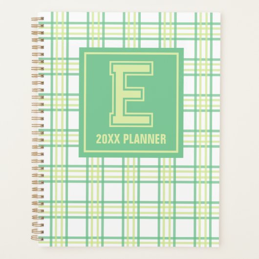 Préparatoire Plaid Monogramme Vert Citron (Devant)