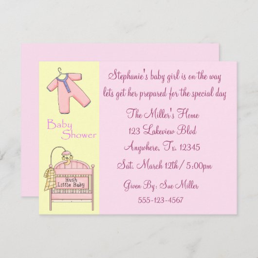 Préparer Un Bébé Invitation (Devant / Derrière)