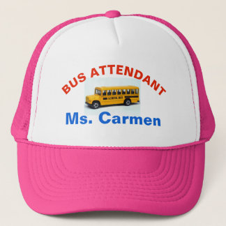 PRÉPOSÉ d'AUTOBUS avec le nom, CASQUETTE ROSE