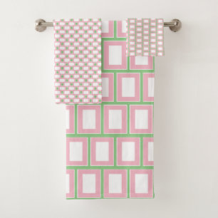 Préppy 1980 rose blanc vert Motif géométrique