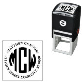 Preppy 3 Initiaal Cirkel Monogram Geprofileerd Adr Zelfinktende Stempel (In situ)