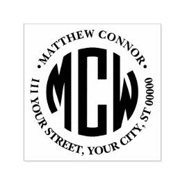 Preppy 3 Initiaal Cirkel Monogram Geprofileerd Adr Zelfinktende Stempel