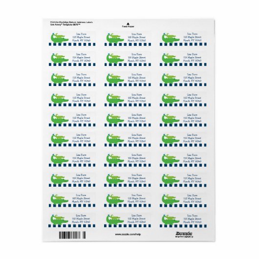 Preppy Alligator Adresetiketten Etiket (Full Sheet)