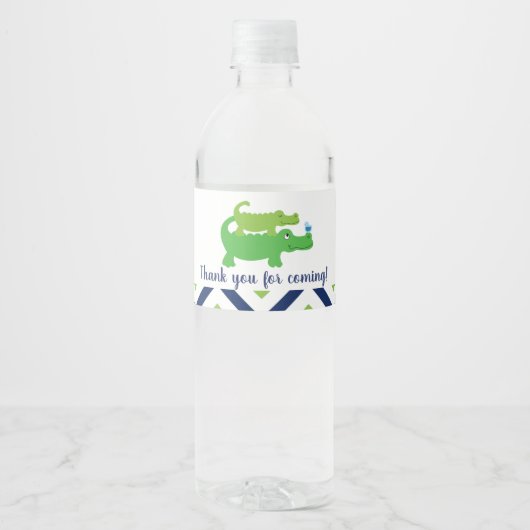 Preppy Alligator Baby Boy Water Bottle Étiquette (Devant)
