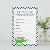Preppy Alligator Baby shower Predictions Kaart (Staand voorkant)