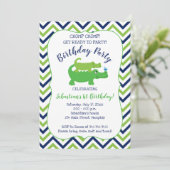 Preppy Alligator Crocodile Boy Invitation Annivers (Debout devant)