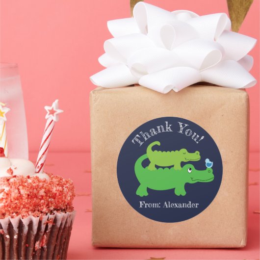 Preppy Alligator Custom Favor Sticker (Feest)