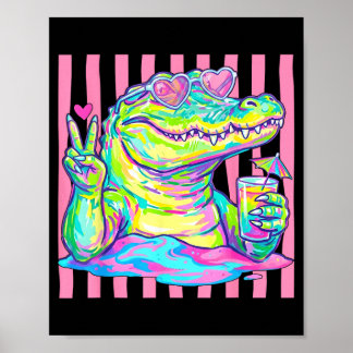 Preppy Alligator Hart Zonnebril Ed Aesthetic Zomer Poster