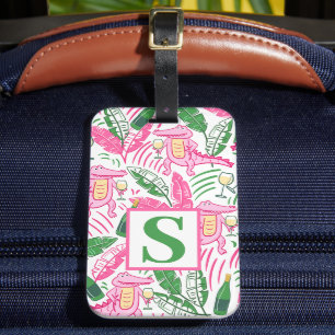 Preppy Alligator Wine Roze Groen Monogram Bagagelabel