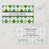 Preppy Argyle Diamond Pattern Visitekaartje: groen Visitekaartje (Voorkant / Achterkant)